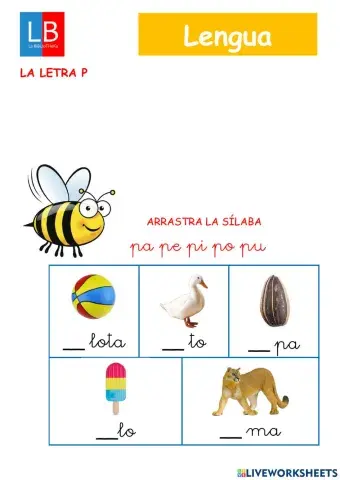 Lectura letra p pa pe pi po pu