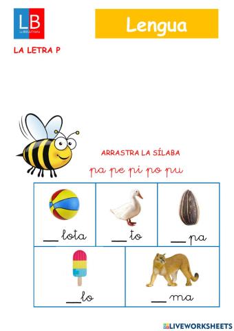 Lectura letra p pa pe pi po pu