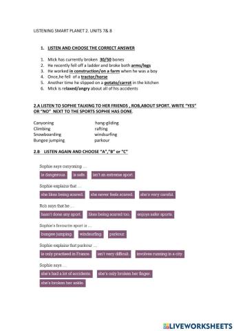 Smart planet 2 unit 7 and 8 listening