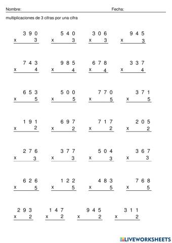 Multiplicaciones por una cifra