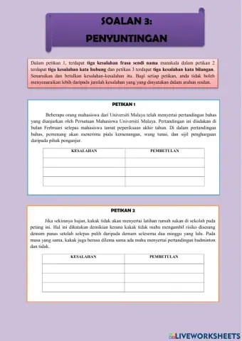 Kertas 2: Soalan 3 (Penyuntingan)