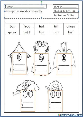 Phonics h. b, l, f, ss