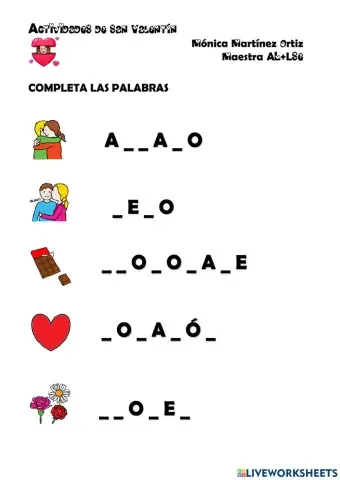 Vocabulario San Valentín