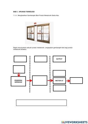 Rekabentuk mekatronik 1.1.4 : Menghasilkan Gambarajah Blok (pintu gelangsar)