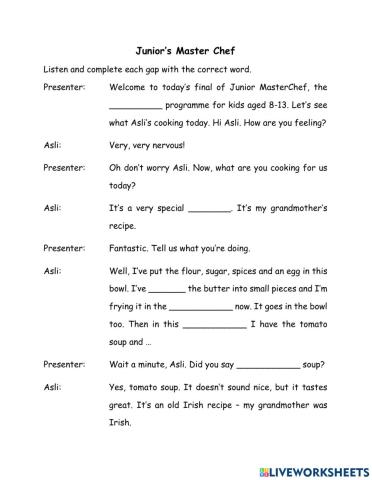 Listening-Cooking Program