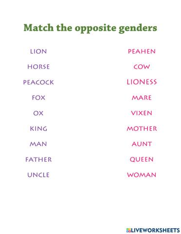 Match opposite genders