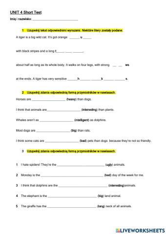 Comparatives superlatives