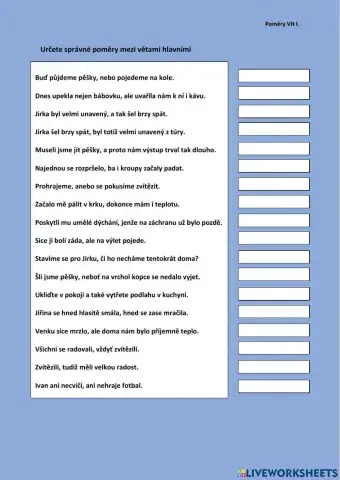 Poměry mezi větami hlavními I.