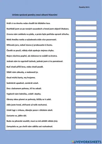 Poměry mezi větami hlavními II.