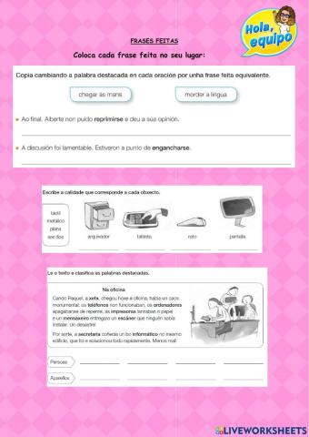 Frases feitas e vocabulario