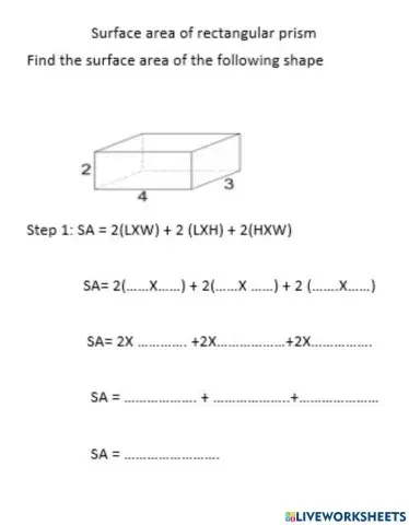 Surface area of rectangular prism