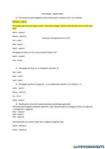 Past simple - regular and irregular verbs