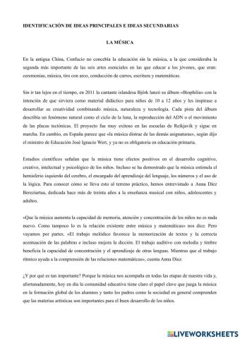 Identificación ideas principales y secundarias