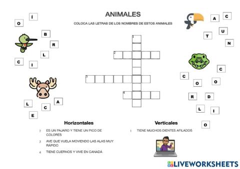 Crucigrama de Animales