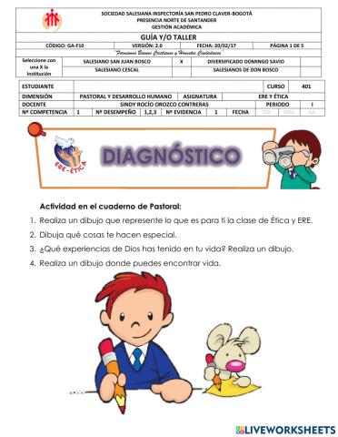 Prueba diagnóstica pastora y desarrollo humano 401