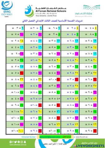 تدريبات على  القسمة