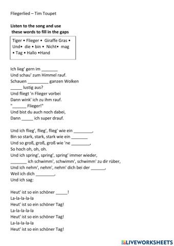 Fliegerlied Tim Toupet