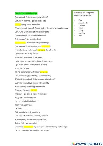 Queen Somebody to love