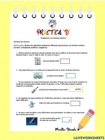 Práctica D “Problemas de números enteros”