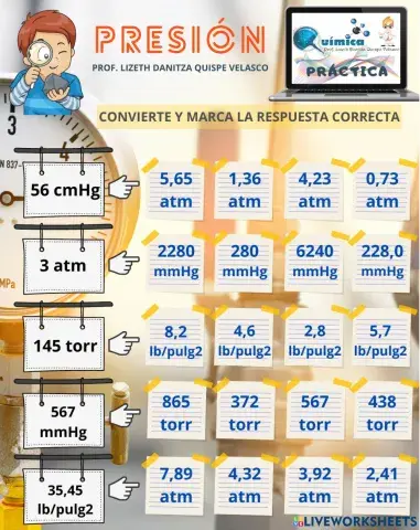 Conversión de unidades de presión