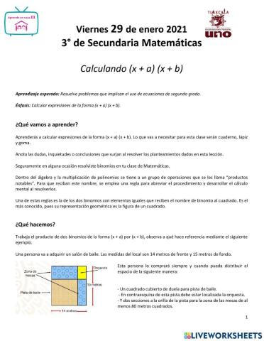 Calculando (x+a) (x+b)