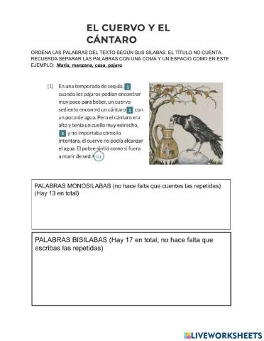 Clasificación de silabas