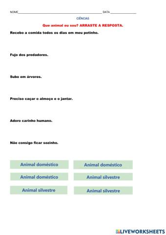 Animais domésticos e silvestres
