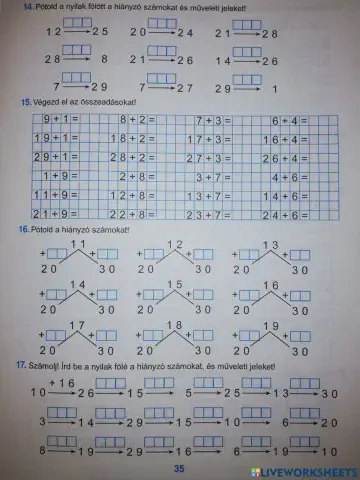 Összeadás. kivonás 30-ig, tizesátlépés nélkül