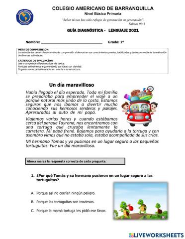 Ficha diagnóstica de lenguaje. 