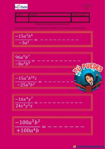 División de monomios