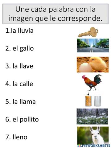 Vocabulario digrafo LL