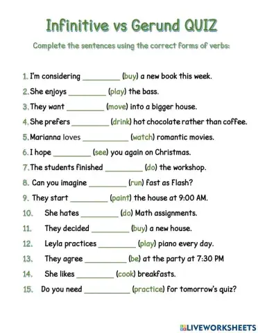 Gerund or Infinitive Quiz