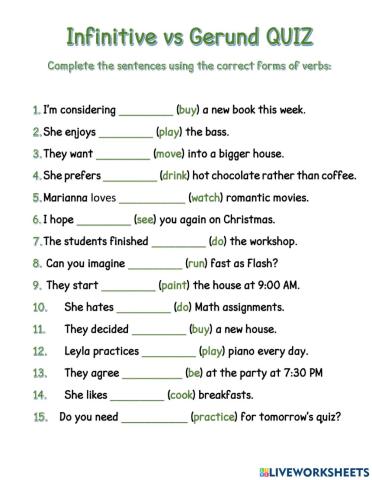 Gerund or Infinitive Quiz
