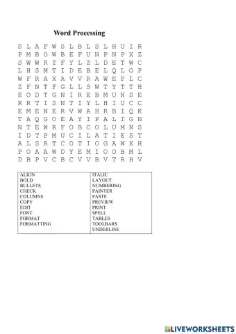 Word Processing Puzzle