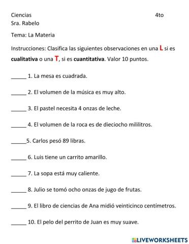 Propiedades cualitativas y cuantitativas.