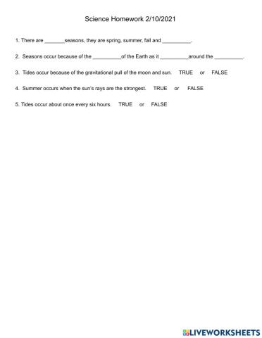 Science Homework 2-11-2021