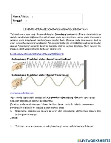 Lembar Kerja Peserta Didik Gelombang Mekani