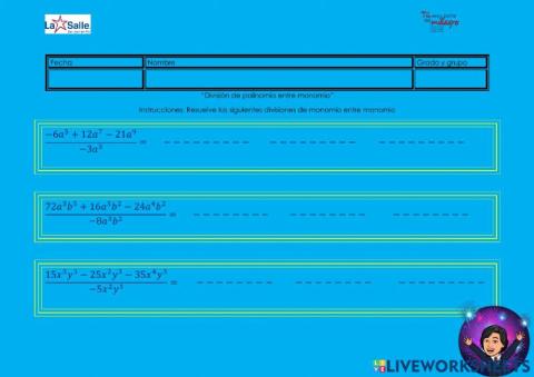 División de polinomio entre monomio