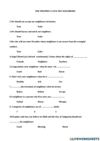 The Prophet love his neighbors