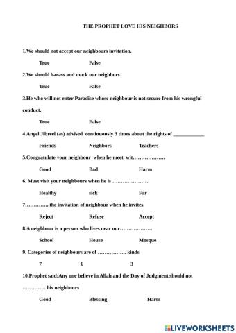 The Prophet love his neighbors