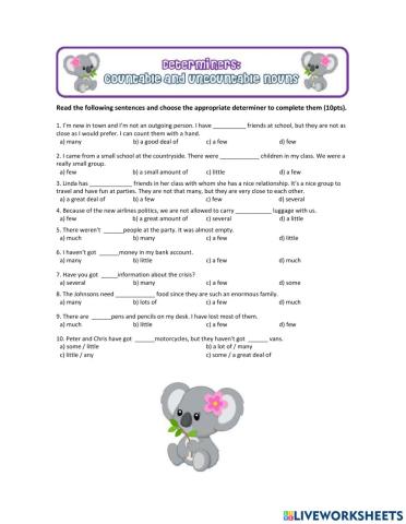 Determiners (countable and uncountable)