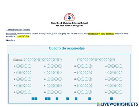 Evaluación sumativa p. 94-95