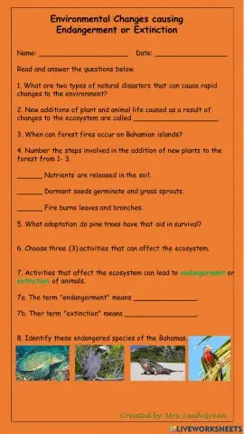 Environmental Changes causing Endangerment & Extinction