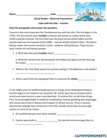 Links with the USA- Tourism