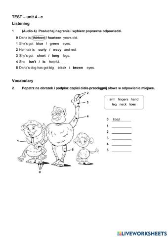 Parts of the body+have got test