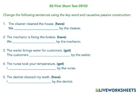 B2 First Short Test 09-02