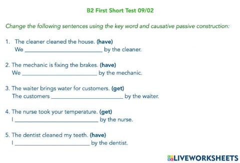 B2 First Short Test 09-02