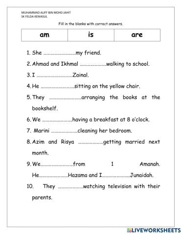 Auxiliary Verbs ( Am , Is , Are )