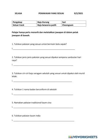 Pengurusan diri kesesuaian pakaian