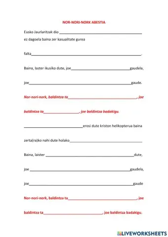 5 nor nori nork abestia